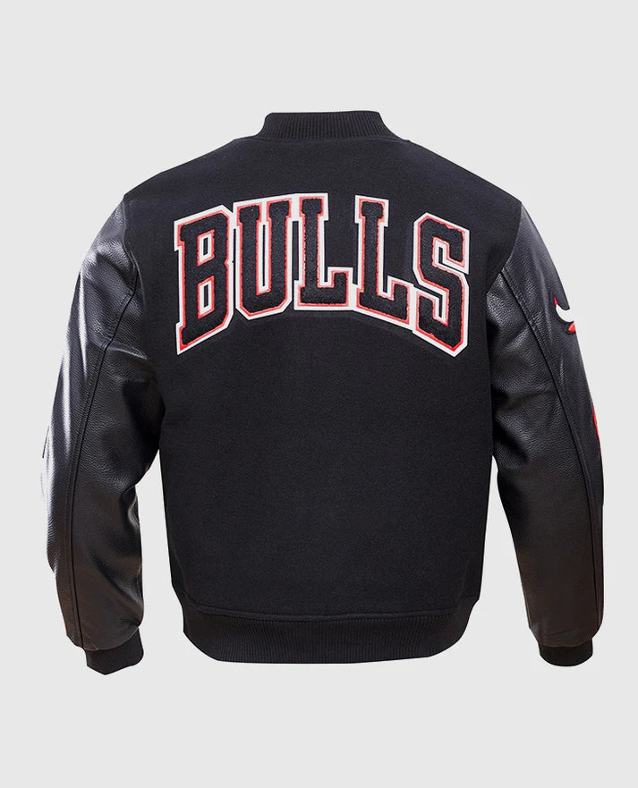 NBA Chicago Bulls Men's Black Letterman Jacket