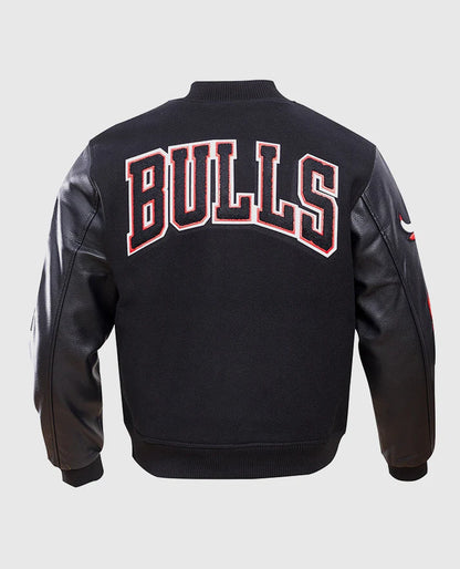 NBA Chicago Bulls Men's Black Letterman Jacket