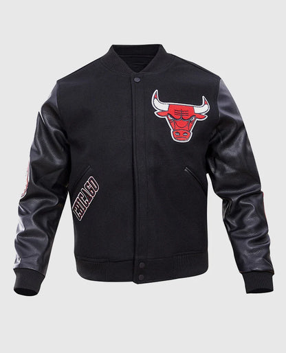 NBA Chicago Bulls Men's Black Varsity Jacket