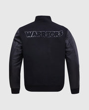 NBA Golden State Warriors Men's Black Letterman Jacket
