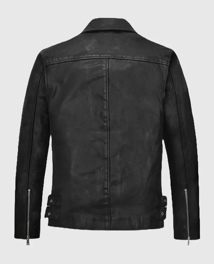 Nicholas Hoult Black Biker  Leather Jacket