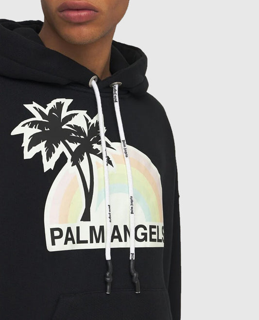 Palm Angels Rainbow LVR Exclusive Black Hoodie