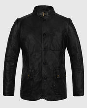 Real Steel Hugh Jackman Black Leather Jacket