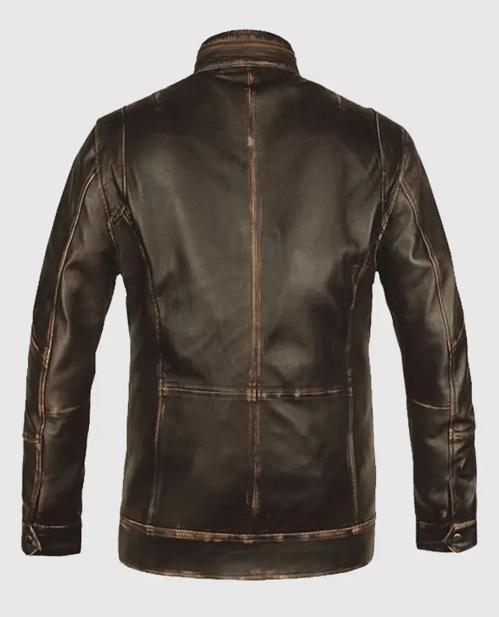 Retro Leather Dark Brown Jacket For Men