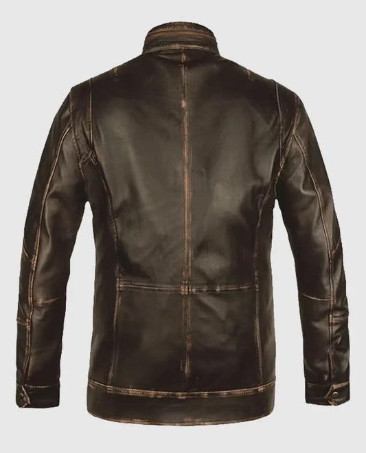 Retro Leather Dark Brown Jacket For Men