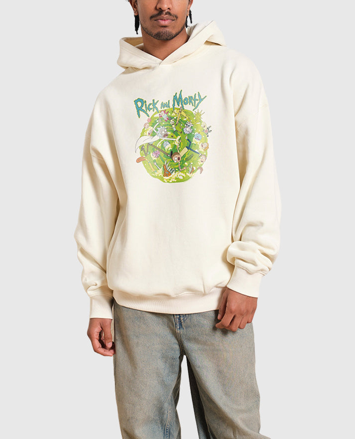 Rick and Morty Portal Collage White Pullover Hoodie