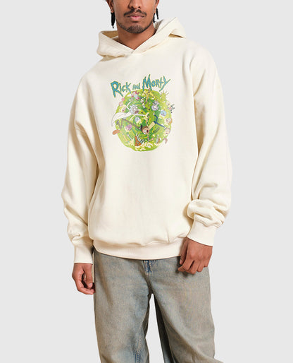 Rick and Morty Portal Collage White Pullover Hoodie