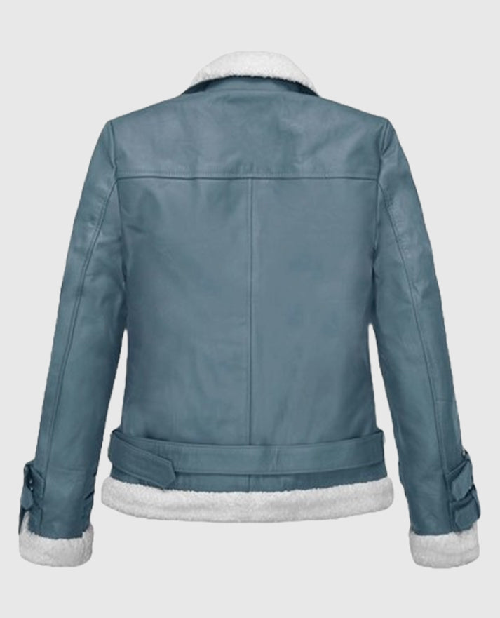 Rita Ora Bon Shearling Biker Leather Jacket