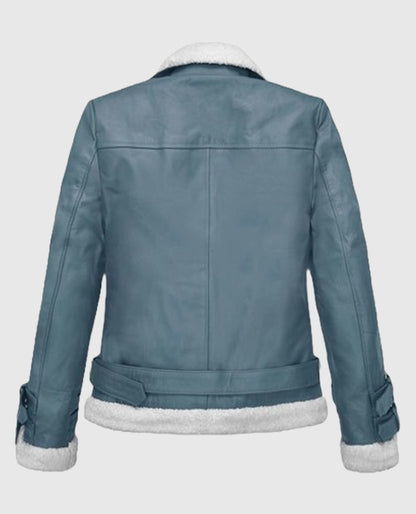 Rita Ora Bon Shearling Biker Leather Jacket