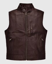Road Shaper Dark Brown Leather Vest For Men 