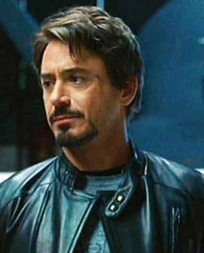 Robert Downey Jr. Iron Man Black Leather Jacket