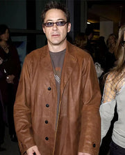 Robert Downey Jr Brown Leather Blazer