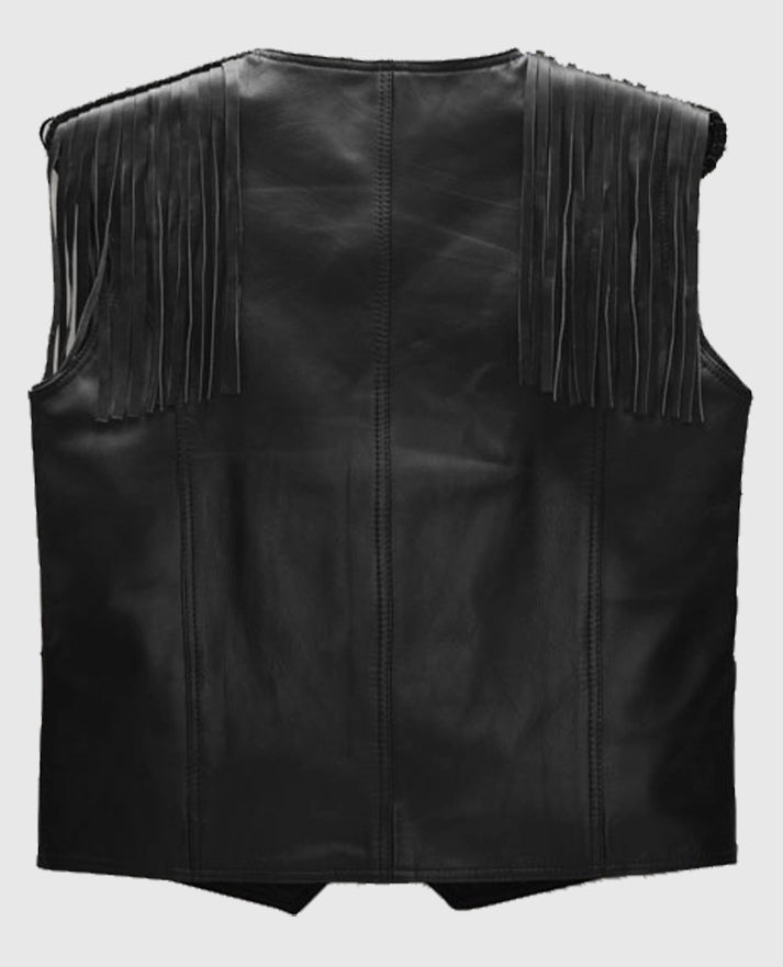 Ryan Gosling Barbie Black Fringes Leather Vest