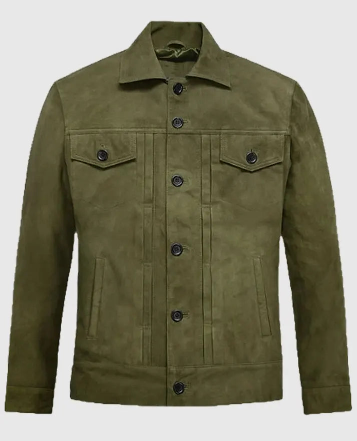 Ryan Reynolds Green Trucker Leather Jacket