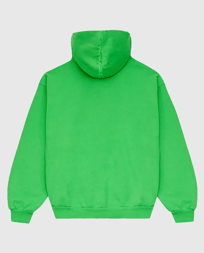 SP5DER Web Suit Rhinestone Green Pullover Hoodie 
