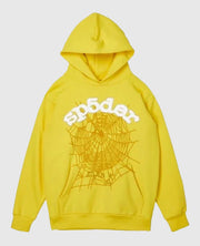 SP5DER Web Suit Rhinestone Yellow Hoodie 