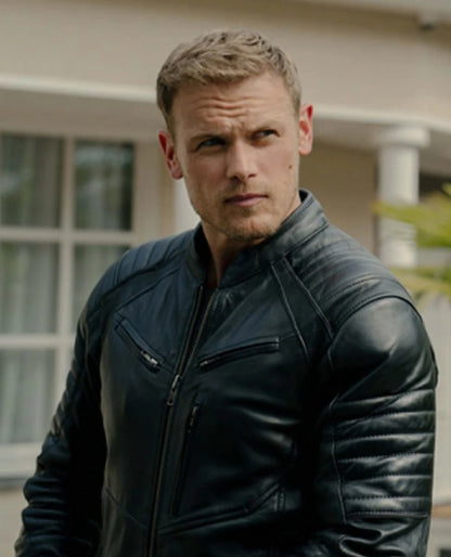 Sam Heughan The Couple Next Door 2023 Danny Biker Leather Jacket