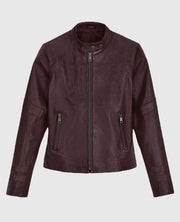 San Andreas Alexandra Daddario Burgundy Leather Jacket