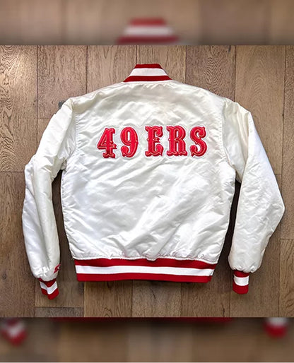 San Francisco 49ers White Bomber Jacket