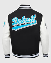 Script Tail Detroit Lions Classic Rib Black Varsity Jacket