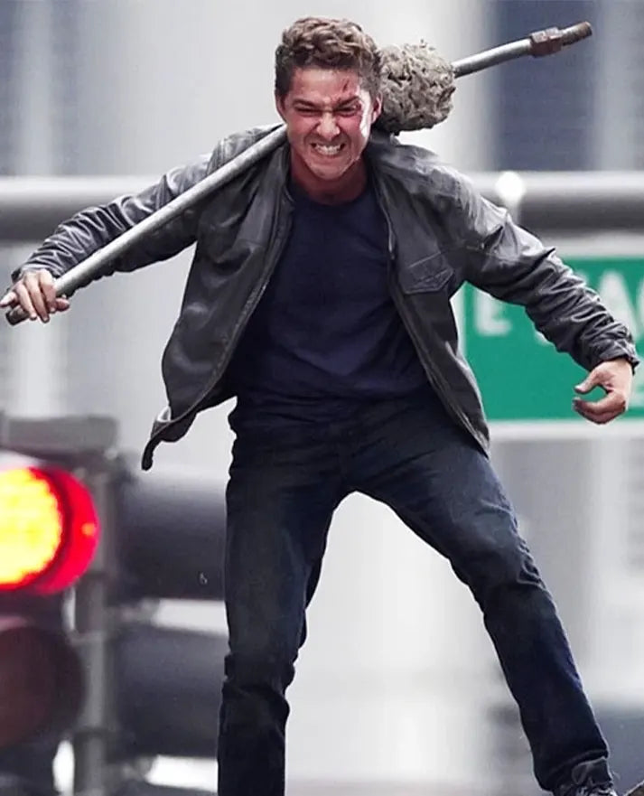 Shia Labeouf Transformers 3 Gray Leather Jacket