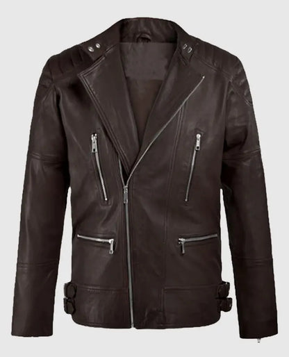 Shotgun Brown Moto Leather Jacket for Men