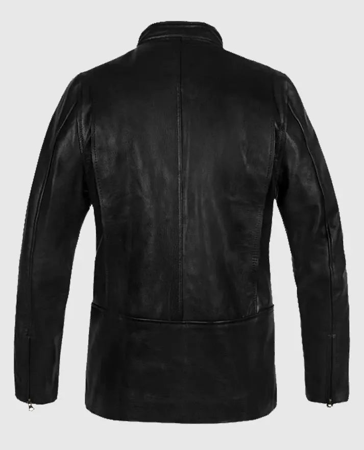 Slim Fit Black Leather Jacket For Men