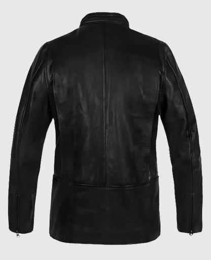 Slim Fit Black Leather Jacket For Men
