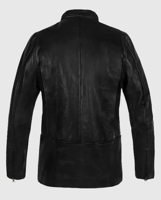 Slim Fit Black Leather Jacket For Men