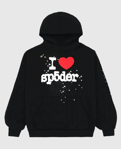 Sp5der I Heart SP5 Souvenir Black Hoodie