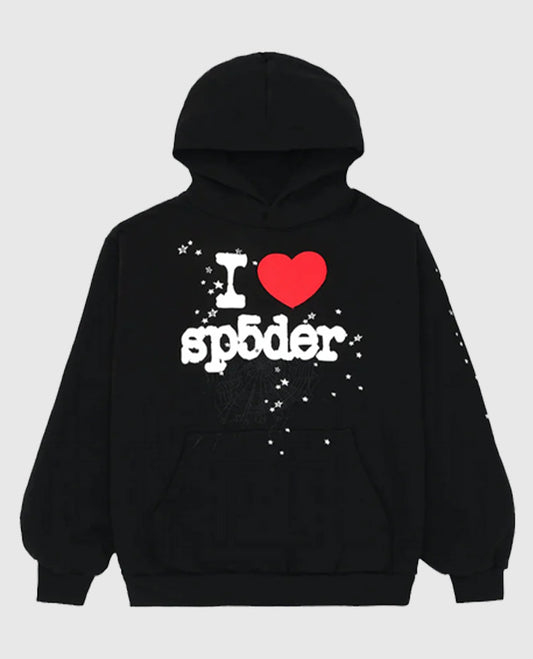 Sp5der I Heart SP5 Souvenir Black Hoodie