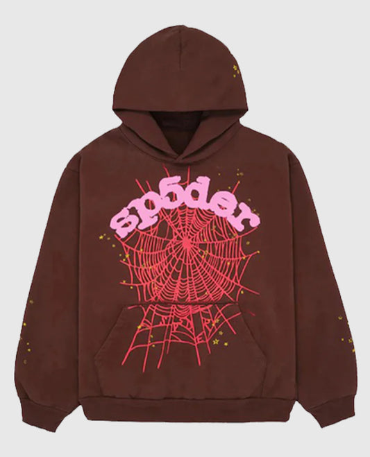 Sp5der Web Brown Hoodie