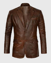 Spanish Brown Medieval Leather Blazer for Men