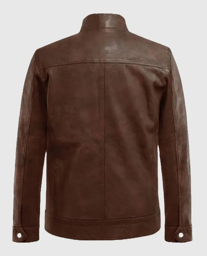 Spanish Brown Thunder Storm Biker Leather Jacket for Men 