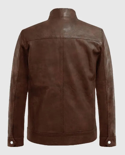 Spanish Brown Thunder Storm Biker Leather Jacket for Men 