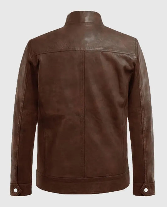 Spanish Brown Thunder Storm Biker Leather Jacket for Men 