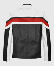 Striped Rocker Leather Jacket For Men 