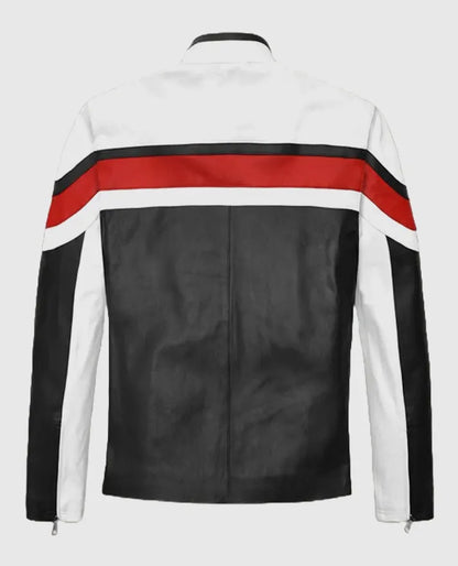 Striped Rocker Leather Jacket For Men 