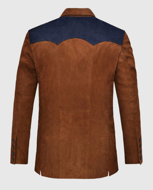 Suede Leather Western Blazer for Men