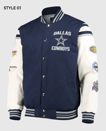 Super Bowl 5x Champions Dallas Cowboys Navy Varsity Jacket