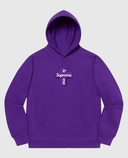 Supreme Cross Box Logo Hooded Purple  Sweatshirt