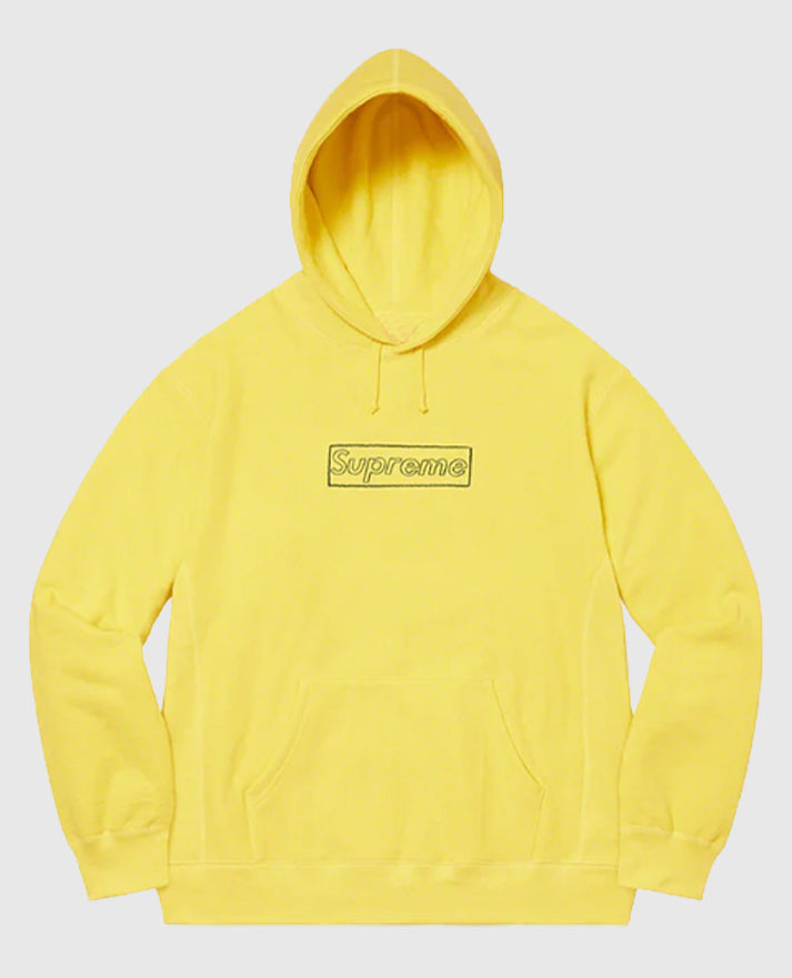 Supreme KAWS Chalk Logo Yellow Sweatshirt