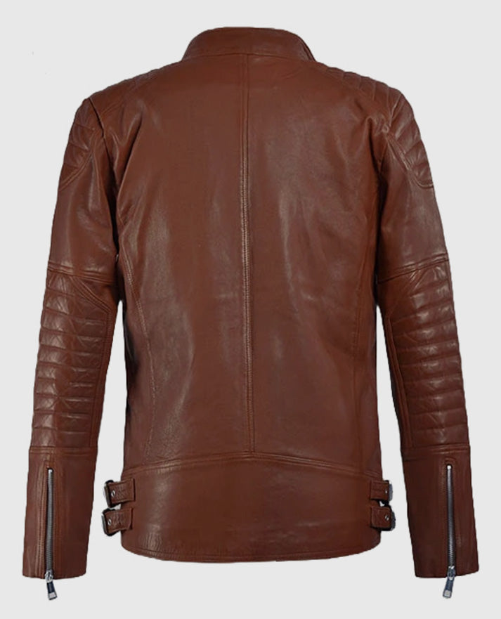Tan Moto Shotgun Leather Jacket For Men