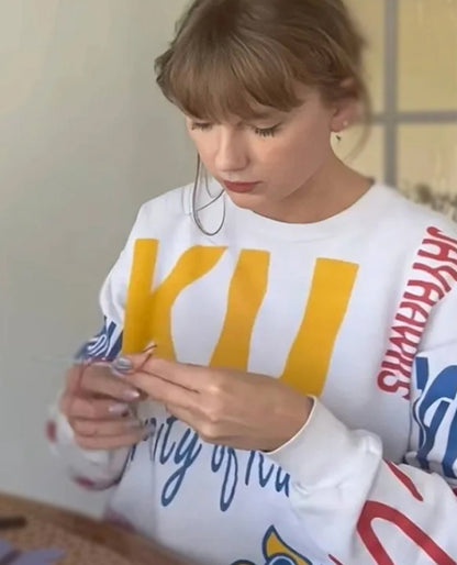 Taylor Swift KU White Sweatshirt
