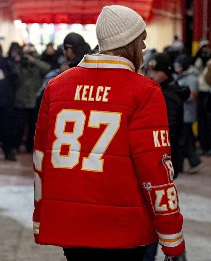 Taylor Swift Kelce 87 Puffer Red Jacket