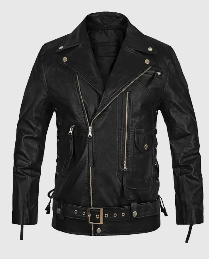 Terminator 2 Arnold Schwarzenegger Biker Leather Jacket