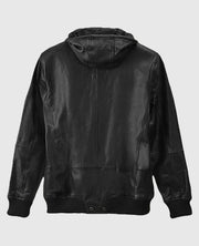 Terminator Genisys Jai Courtney Black  Leather Hooded Jacket