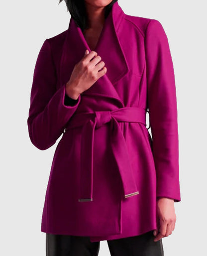 The Christmas Quest 2024 Lacey Chabert pink Wool Coat