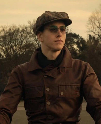 The Kingsman Harris Dickinson Brown Leather Jacket