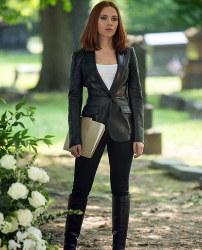 The Winter Soldier Scarlett Johansson Leather Blazer